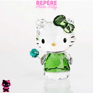 Figurine hello kitty cristal vert